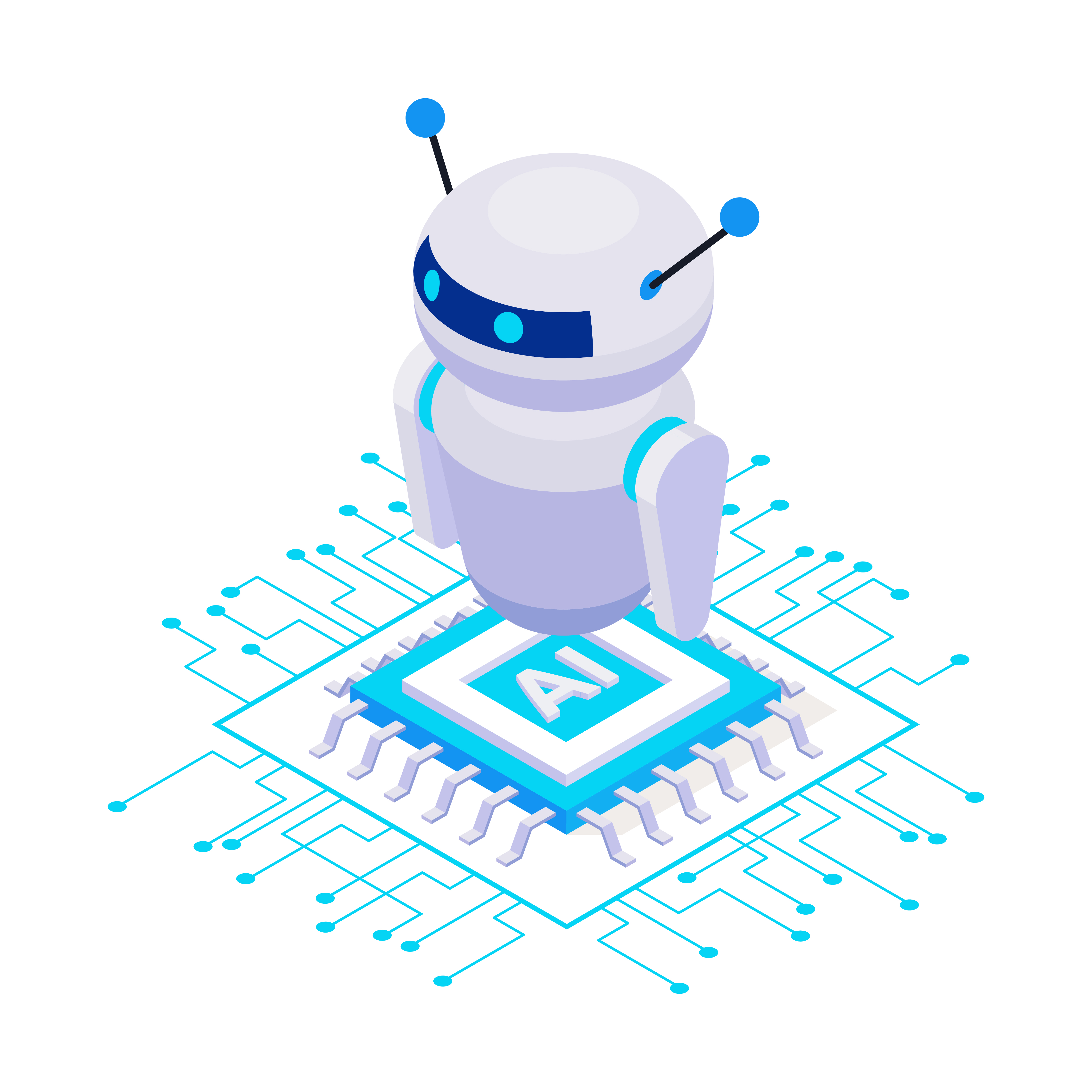 chatbot messenger ai isometric set 